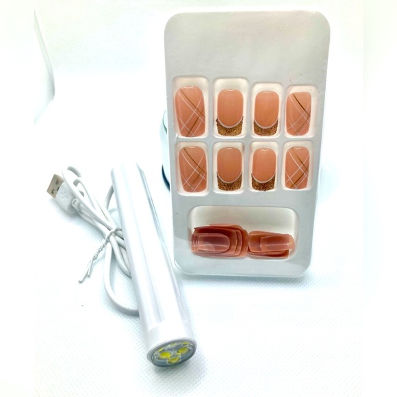 24pcs White French Tip Press On Nails/1pc Handheld Portable Led Nail Lamps Pen - Picture 12 of 15